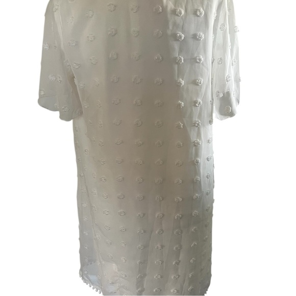 White Textured Dress Flutter sleeves - Picture 5 of 8